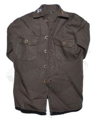 DiD Toys WWII US 2nd Ranger Battalion Captain Miller: M1937 Wool Shirt With Captain & Double Rifle Bars On Collar (Brown)
