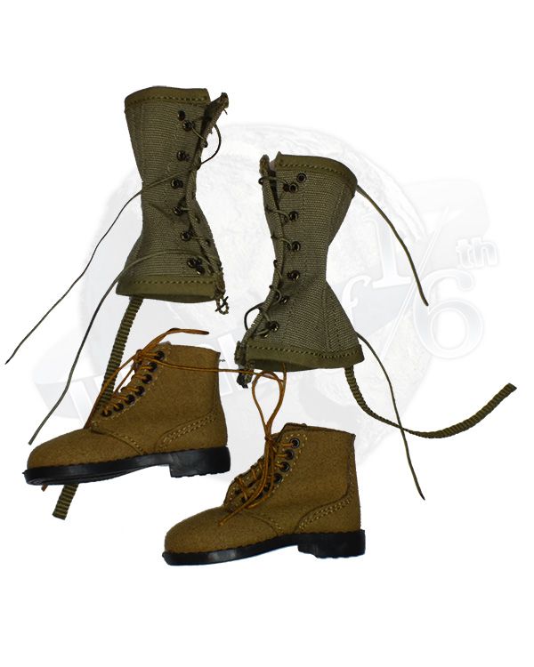 Alert Line WWII US Marine Corps Browning Automatic Rifle (BAR) Gunner: USMC Boondocker Boots With Gaiters