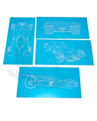Daftoys The Engineer: Batmobile Variation Blueprints x 4 (Blue)