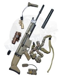 Mini Times U.S. Army Special Forces Paratrooper: MK17 With Suppressor, EOTECH EXPS2 Sight, LA5 PEQ Laser, Tango Grip, Scout Light with Low Profile Mount & Muffler