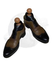 Present Toys Gangster Politician "Nucky Thompson": Era Dress Shoes With Ankle Posts (Brown/Black)