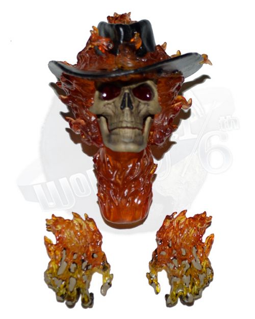 Thunder Toys Hell Ranger: Lighted Ghost Rider Flaming Head Sculpt With Magnetic Hat & Skeleton Hand Set