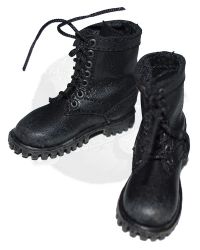 ACE Toyz Old Soldier: Weathered Lace Up Combat Boots with Foot Pegs (Black)