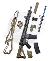 Dam Toys 31st Marine Expeditionary Unit Force Reconnaissance Platoon: SOPMOD M4 With Simulation Barrel, CTR Stock, MIAD Grip, XPS2 Holographic Sight, 3X Magnifier, LA5 PEQ, Flashlight, QD Suppressor & Vickers 2 Point Sling