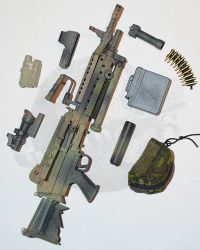 Flagset Toys US Seals Team 6 DEVGRU Jungle Dagger: M249 Tactical Machine Gun, With Sight, Foregrip, Silencer, Bullet Clip (Metal), Drum Magazine, Dump Pouch & Sling