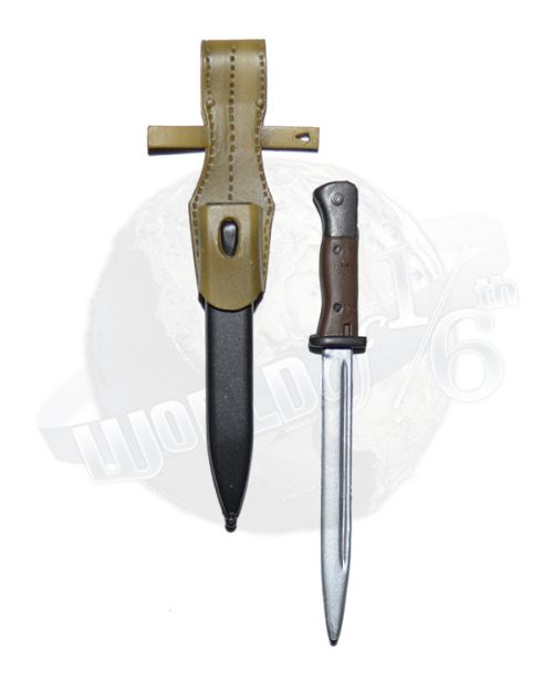 Dragon Models Ltd. WWII Axis Lothar Bayonet (Brown Handle) & Molded Sheath (Black/Tan)