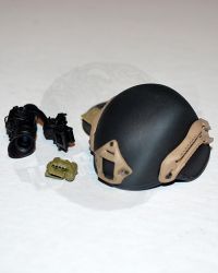 Soldier Story Iraq Special Operations Forces “ISOF”: MICH 2000 Helmet With Skull Painted At The Back, ACH Helmet Side Rail, 4-Point Chin Straps, NVD Mounting Bracket, PVS14 NVG Arm, PVS14 NVG & Surefire Helmet Light