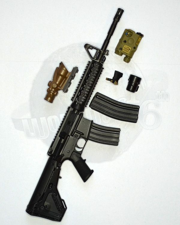 Soldier Story US Army Pilot: M4 14.5" Carbine With 5.56 Magazines (2), MATECH M4 Backup Iron Sight, LA5 PEQ, ACOG TA31-ECOS-RMR Rifle Scope, Kill Flash & UBR Stock